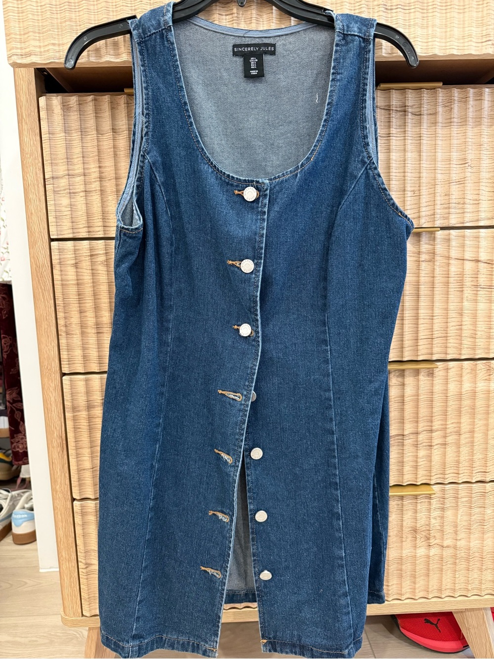 Sincerely Jules Dark Blue Denim Sleeveless Jumper Dress